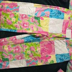 Lilly Pulitzer Patchwork Floral Capri Pants in Pink, Blue & Green